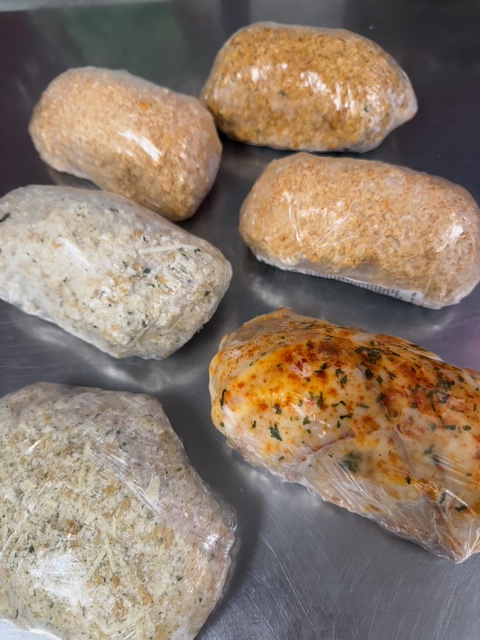Six assorted stuffed chicken breasts