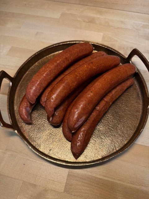 A plate full of smoke brats