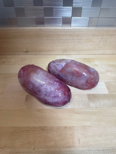Two Rocky Mountain oysters. They are not actual oysters, but in fact, they are bull testicles.