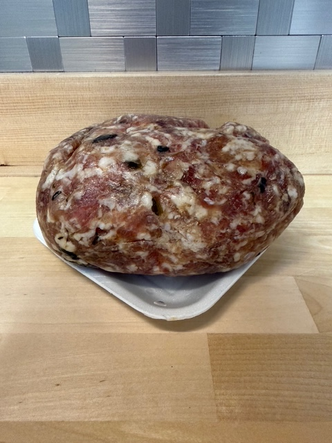 A frozen pound of spinach mushroom garlic sausage