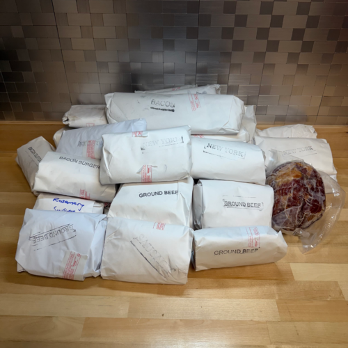 A pile of assorted meats for Hearty Packs