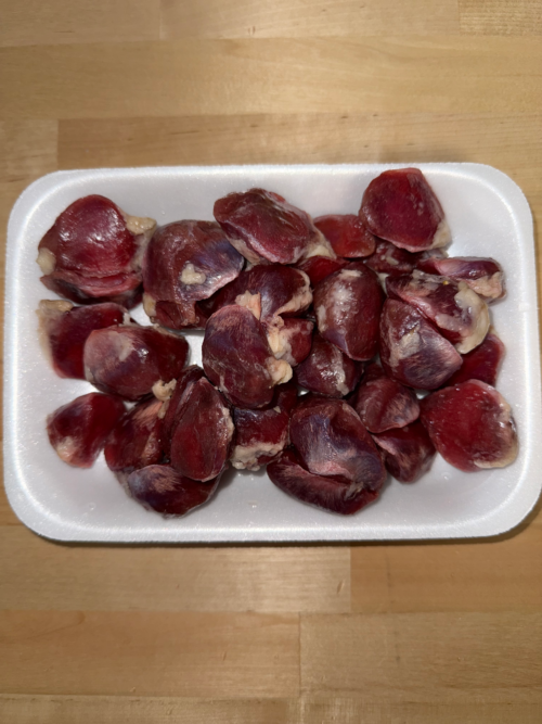 A tray full of duck gizzards