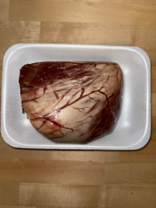 Beef heart on a tray